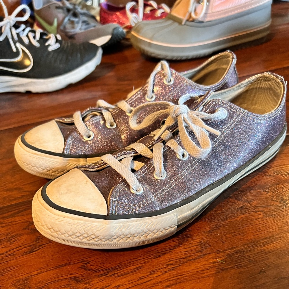 Girls multi-color glitter converse